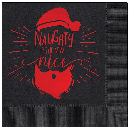 JAM Paper Black &#x26; Red Naughty is the New Nice Holiday Beverage Napkins, 25ct.